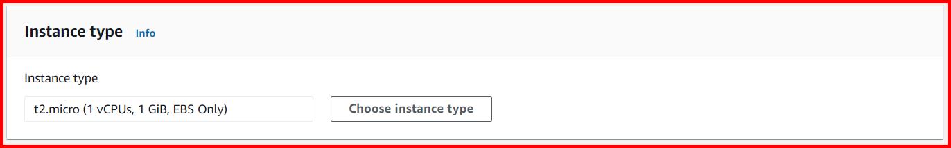 Picture showing the create launch configuration screen for selecting the instance type